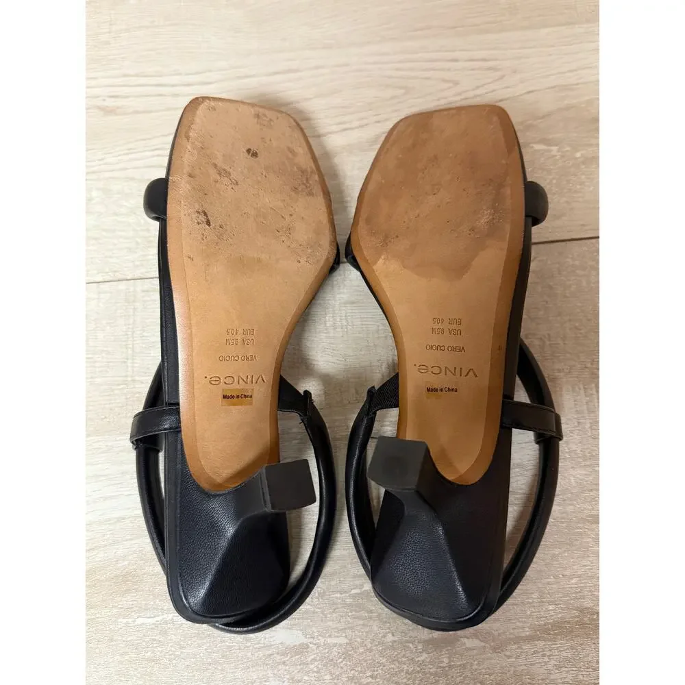Vince Coline Black Leather Sandals Women's Size 9.5